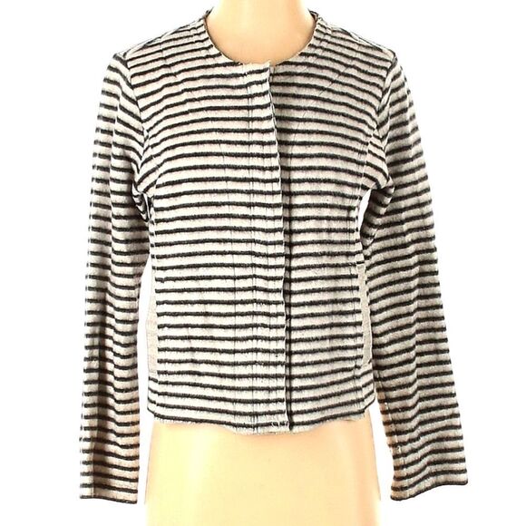 Anthropologie Dolan Knit Jacket small cardigan west Coast moto black stripe top - Picture 4 of 17